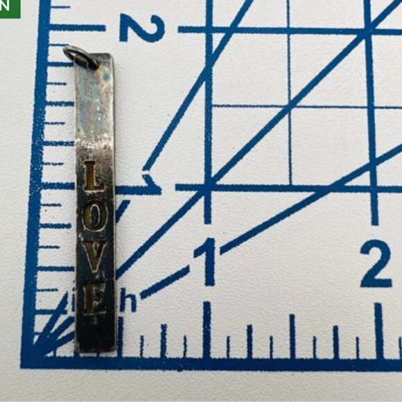 Sterling Silver LOVE Engraved Bar Pendant on Sterling Snake Chain - Picture 4 of 9